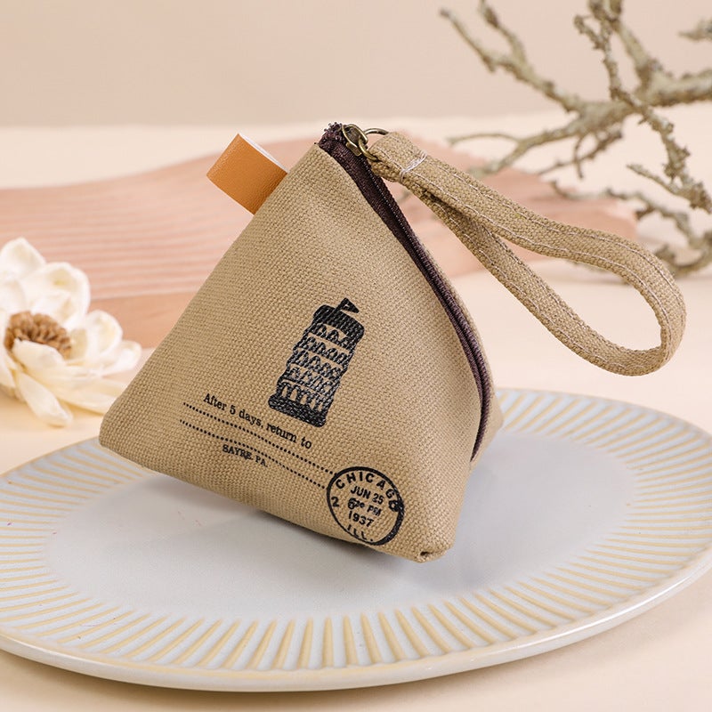 Cute Korean Creative Dumpling Coin Purse Canvas Retro Gift Key Pouch Round Tower 