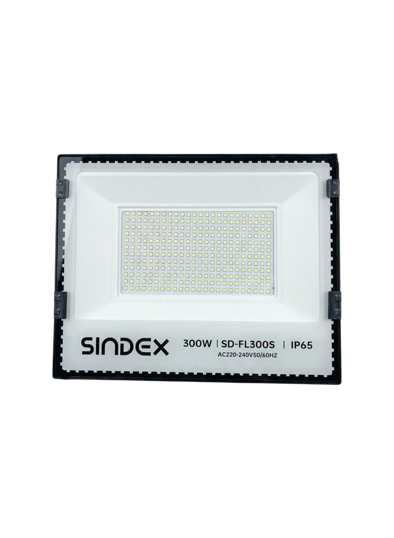 كشاف إضاءة LED عالي الطاقة بقدرة 300 واط - يعمل بجهد 220-240 فولت تيار متردد، إضاءة بيضاء نقية 6500 كلفن، كشاف إضاءة متوسط ​​المدى، مصنوع من الألومنيوم، موفر للطاقة، تصميم عصري، مقاوم للعوامل الجوية بمعيار IP65، عمر افتراضي يصل إلى 30000 ساعة - Image 1