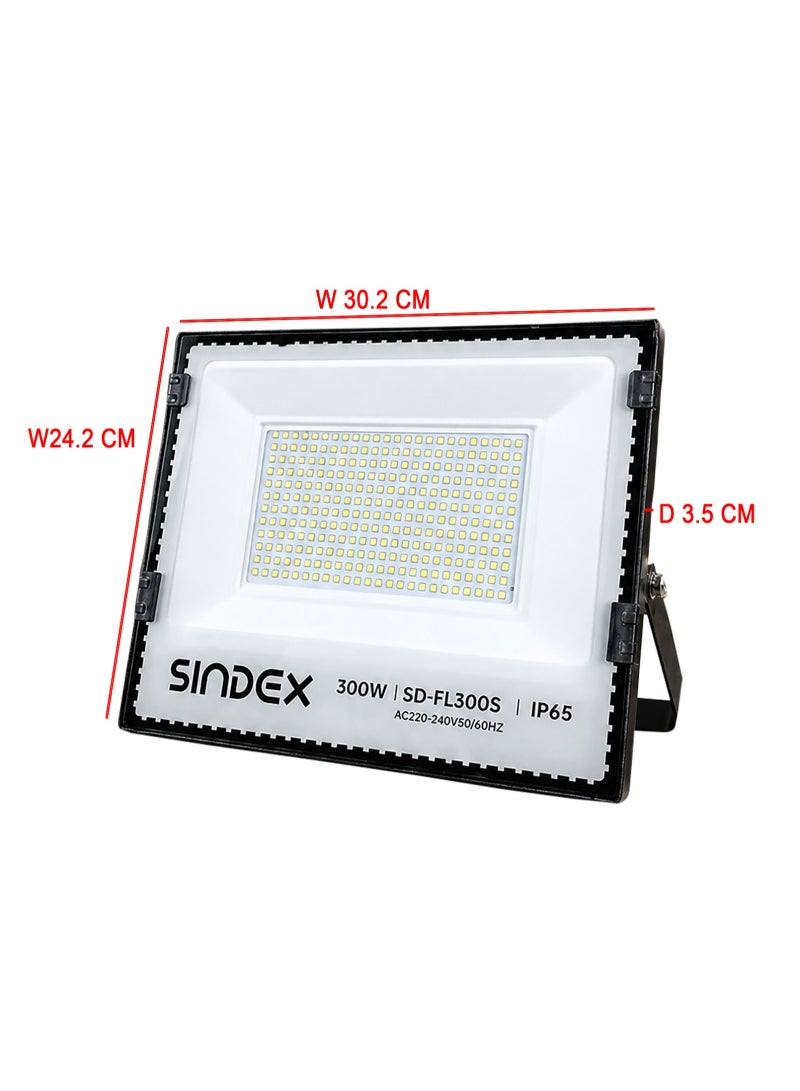 كشاف إضاءة LED عالي الطاقة بقدرة 300 واط - يعمل بجهد 220-240 فولت تيار متردد، إضاءة بيضاء نقية 6500 كلفن، كشاف إضاءة متوسط ​​المدى، مصنوع من الألومنيوم، موفر للطاقة، تصميم عصري، مقاوم للعوامل الجوية بمعيار IP65، عمر افتراضي يصل إلى 30000 ساعة - Image 3