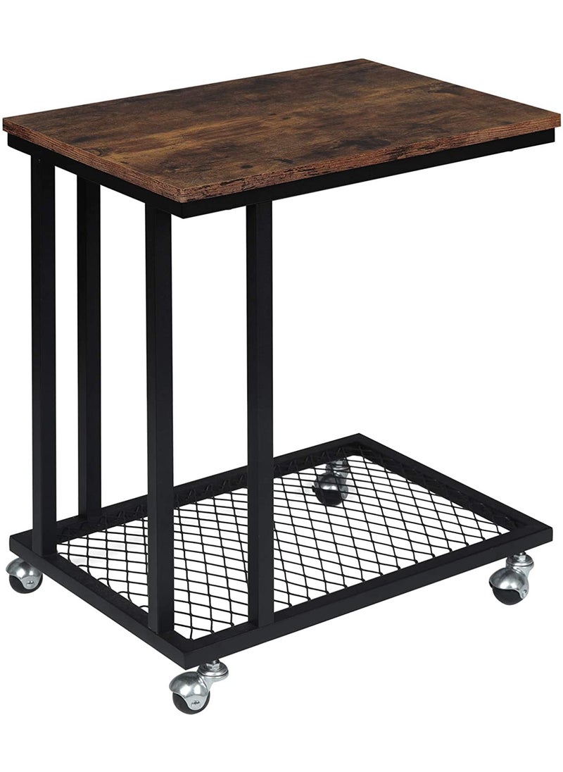 INDIAN DECOR INDIAN DECOR 48208 Classic Metal Sofa Side Table Coffee Table Sofa Side Table with Wheels Small Coffee Table in MDF and Iron Black 