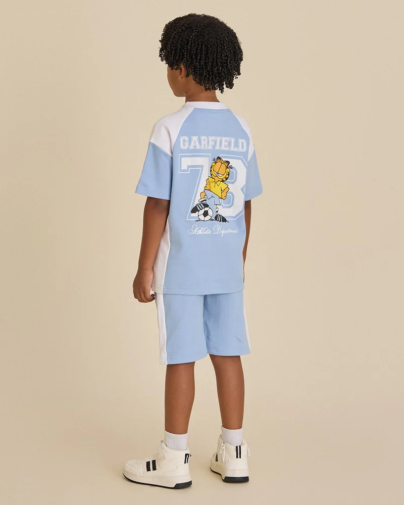 Redtag Boys Blue Garfield T-Shirt And Shorts Set