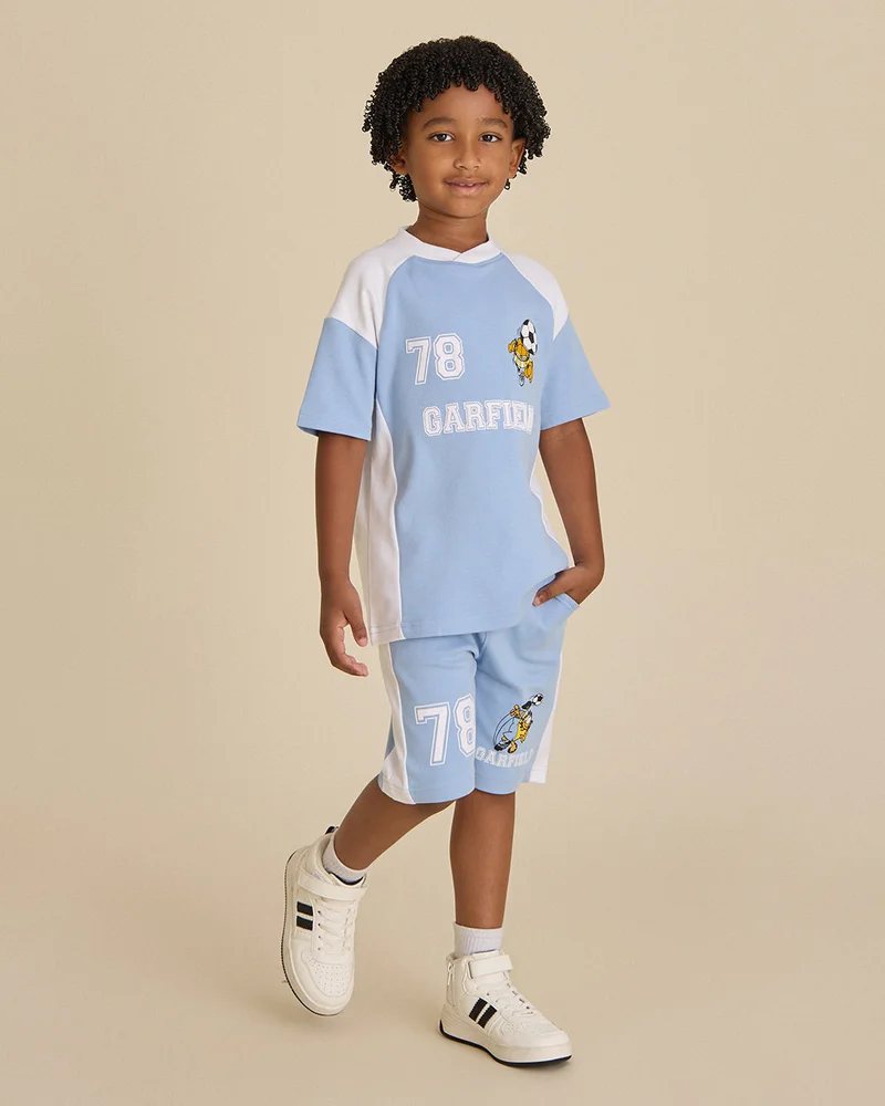 Redtag Boys Blue Garfield T-Shirt And Shorts Set