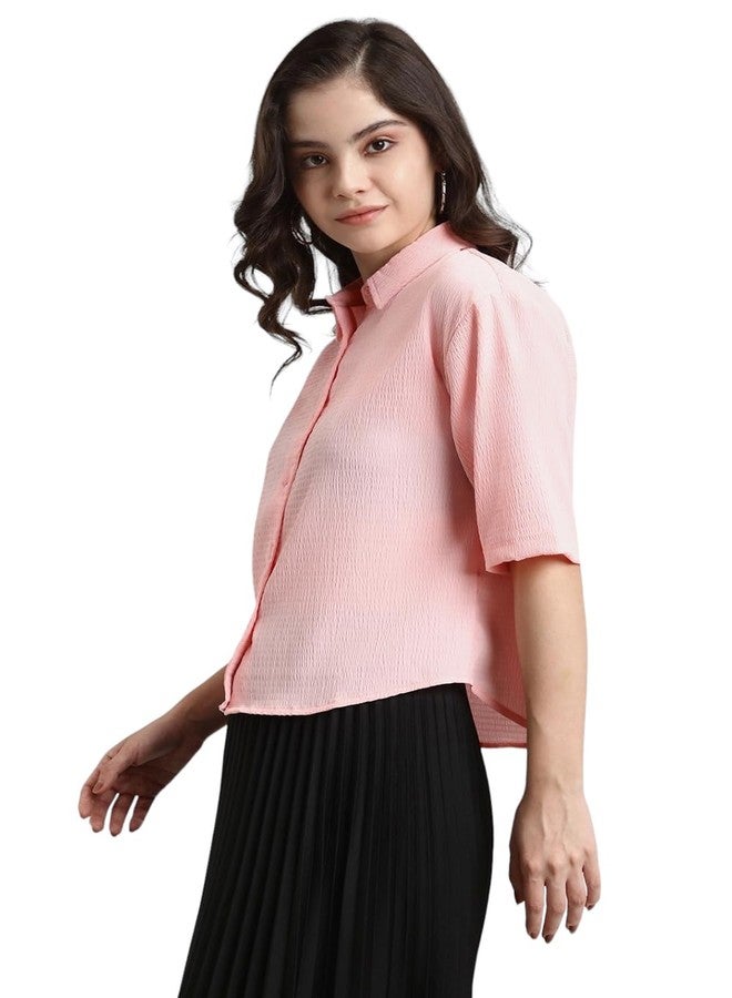 FOREVER 21 Women's Solid Regular Fit Shirt (FWA23CDRF0079_Pink - Image 2