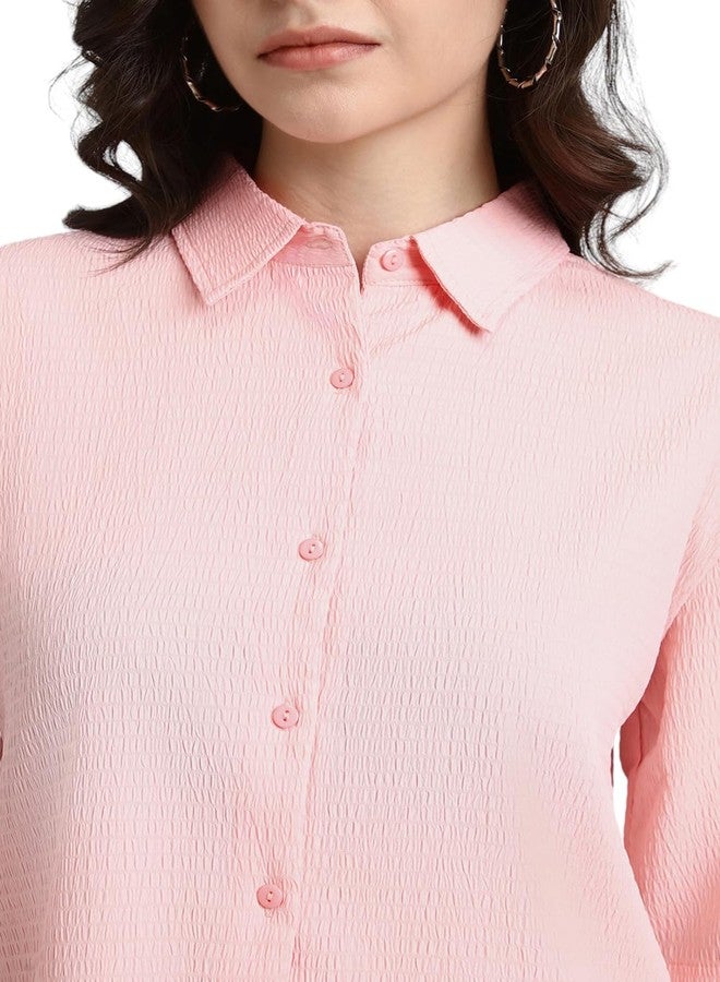 FOREVER 21 Women's Solid Regular Fit Shirt (FWA23CDRF0079_Pink - Image 4