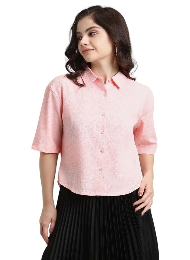 FOREVER 21 Women's Solid Regular Fit Shirt (FWA23CDRF0079_Pink - Image 1