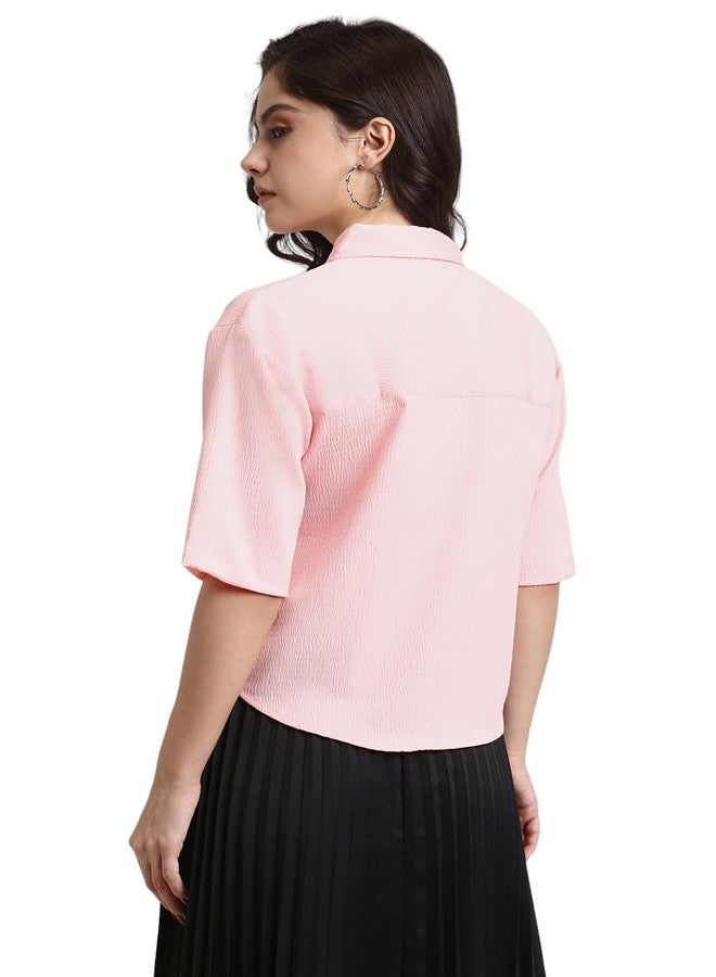 FOREVER 21 Women's Solid Regular Fit Shirt (FWA23CDRF0079_Pink - Image 3