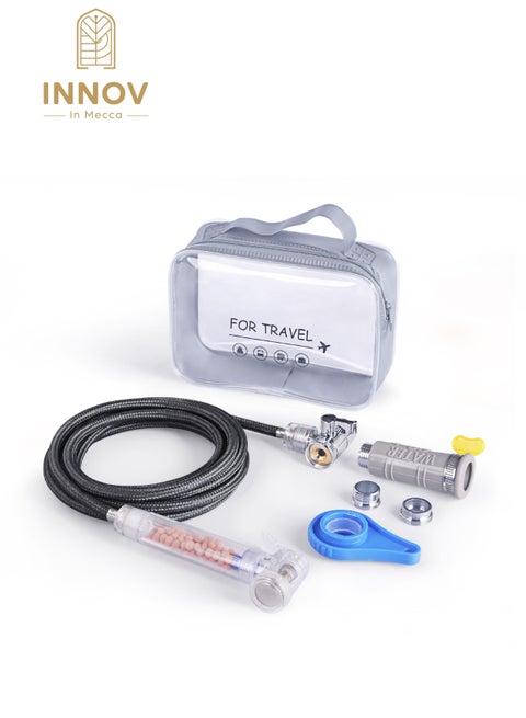 Portable Travel Shattaf / bidet kit. Toilet shattaf Handshower with Filter and 2.5 meter Black Hose
