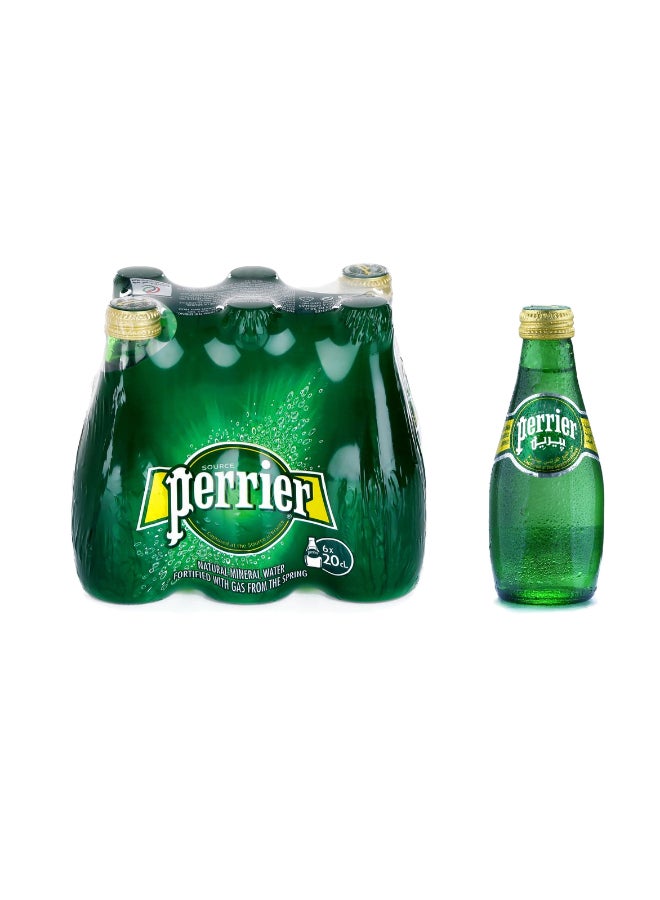 Perrier Sparkling Natural Mineral Water, 200ml × 6