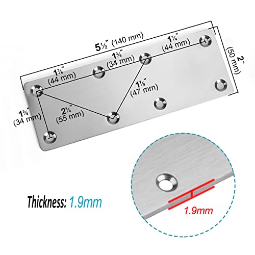 MOUNTAIN_ARK 10 Pack 5-1/2" x 2" Flat Mending Plate, 201 Stainless Steel Straight Bracket, Metal Repair Fixing Connector, 1.9 mm Thick - Image 3