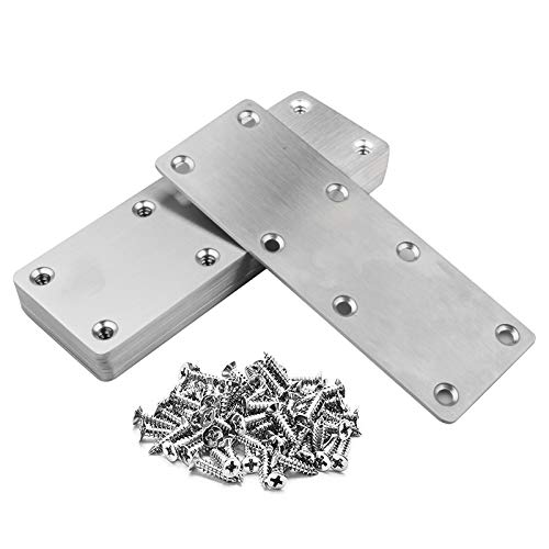MOUNTAIN_ARK 10 Pack 5-1/2" x 2" Flat Mending Plate, 201 Stainless Steel Straight Bracket, Metal Repair Fixing Connector, 1.9 mm Thick - Image 1