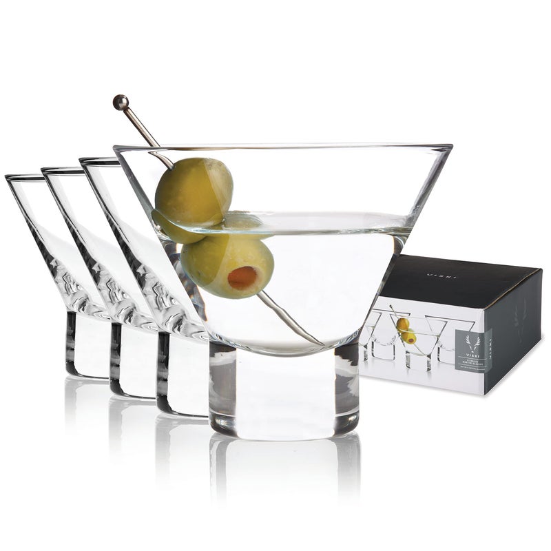 Viski Viski Crystal Stemless Martini Glasses  Fun Cocktail Glasses Crystal Clear Coupe Glass Gift Set 75 oz Martini Glasses Set of 4 