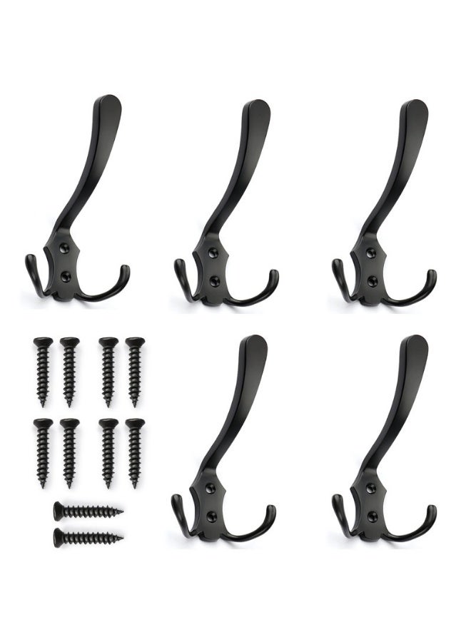 5 عبوات خطافات معاطف، خطافات معاطف معدنية عتيقة مزدوجة للخدمة الشاقة مثبتة على الحائط للحمام وغرفة النوم والمطبخ - Image 1