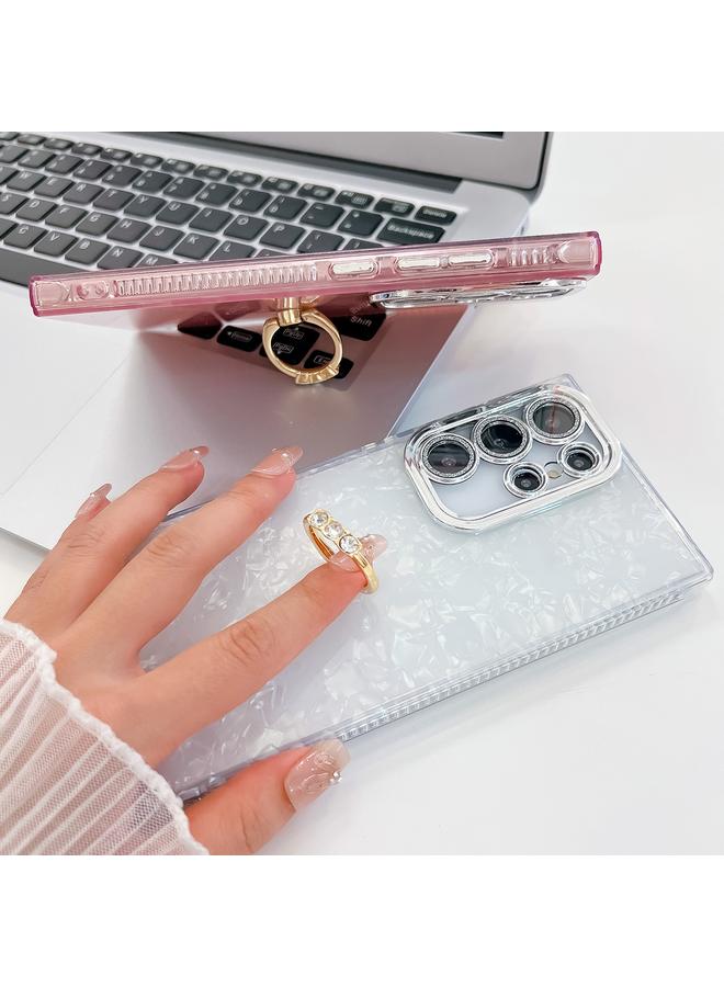 S-TOP Case For Samsung Galaxy S24 FE 5G Plating Glitter Texture Ring Holder TPU Phone Case with Lens Film - Image 2