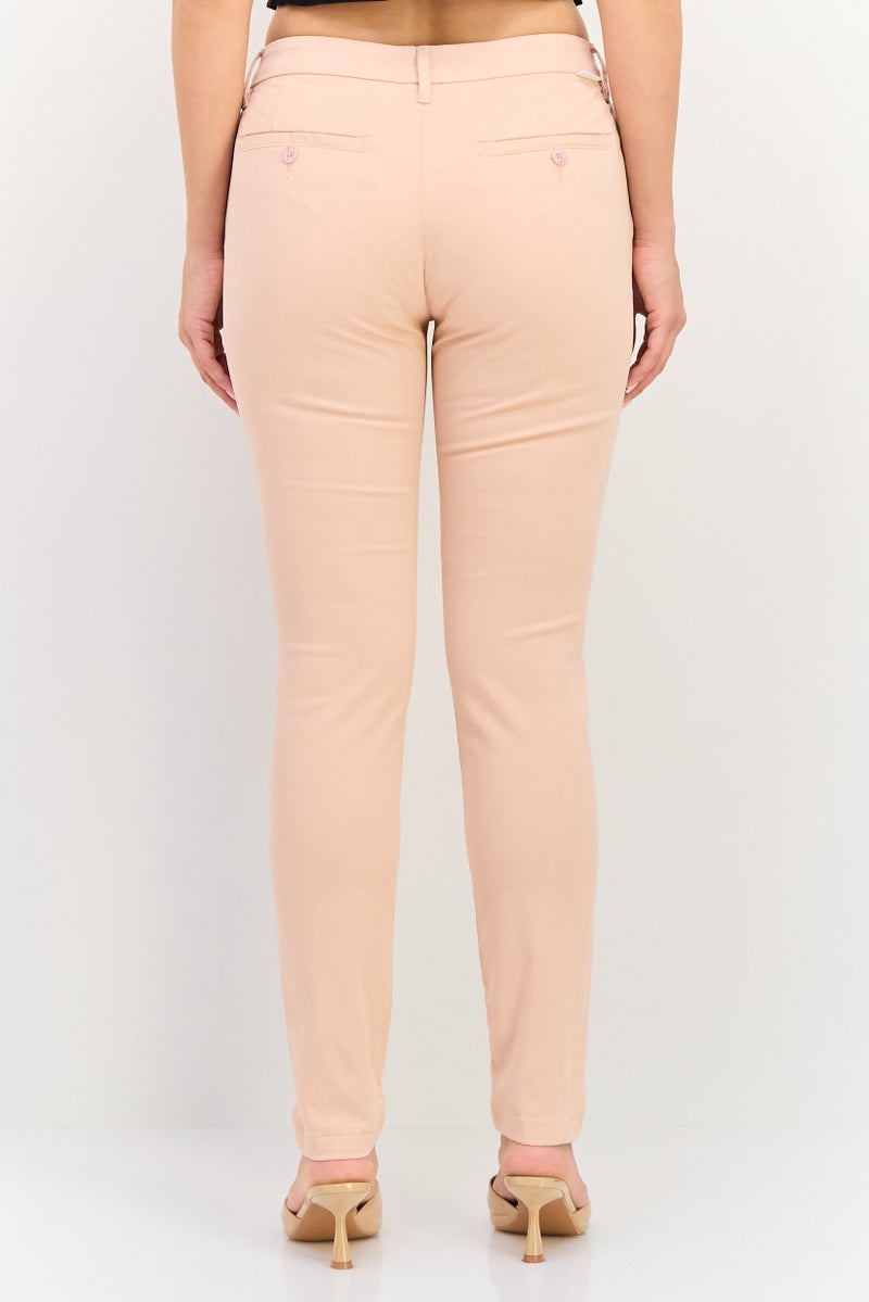 Reiko Women Regular Fit Solid Chino Pants, Pink - Image 3
