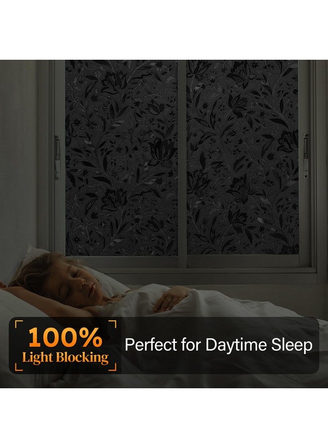 Rabbitgoo فيلم نافذة معتم بالكامل من رابيتغو، فيلم نافذة خصوصية أسود، مانع الضوء، زجاج ملون للتحكم في الحرارة، ملصق زجاجي لتعتيم الغرفة، 17.5" × 78.7" - Image 2