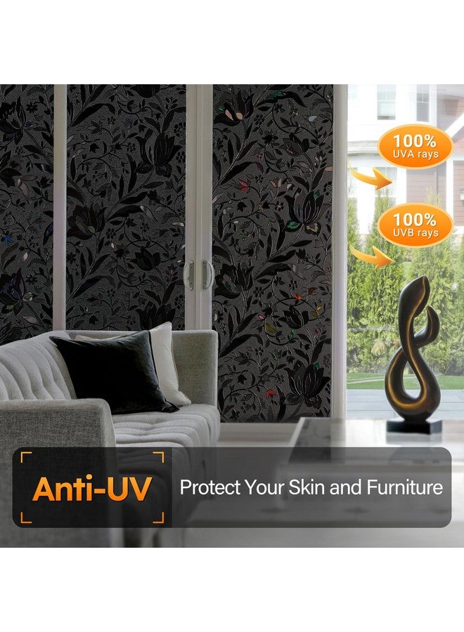 Rabbitgoo فيلم نافذة معتم بالكامل من رابيتغو، فيلم نافذة خصوصية أسود، مانع الضوء، زجاج ملون للتحكم في الحرارة، ملصق زجاجي لتعتيم الغرفة، 17.5" × 78.7" - Image 3