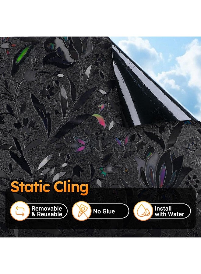 Rabbitgoo فيلم نافذة معتم بالكامل من رابيتغو، فيلم نافذة خصوصية أسود، مانع الضوء، زجاج ملون للتحكم في الحرارة، ملصق زجاجي لتعتيم الغرفة، 17.5" × 78.7" - Image 4