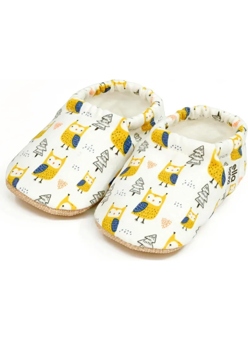 Ella Bonna Patterned Baby Booties, Non-Slip Sole, Home Nursery Shoes Slippers, Bird Patterned