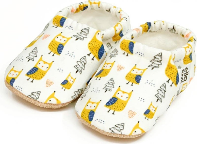 Ella Bonna Patterned Baby Booties, Non-Slip Sole, Home Nursery Shoes Slippers, Bird Patterned - Image 1