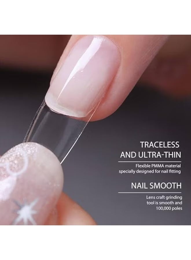 Transparent French press-on nails that provide an elegant natural look with easy application, perfect for daily style and special occasions. - Image 1