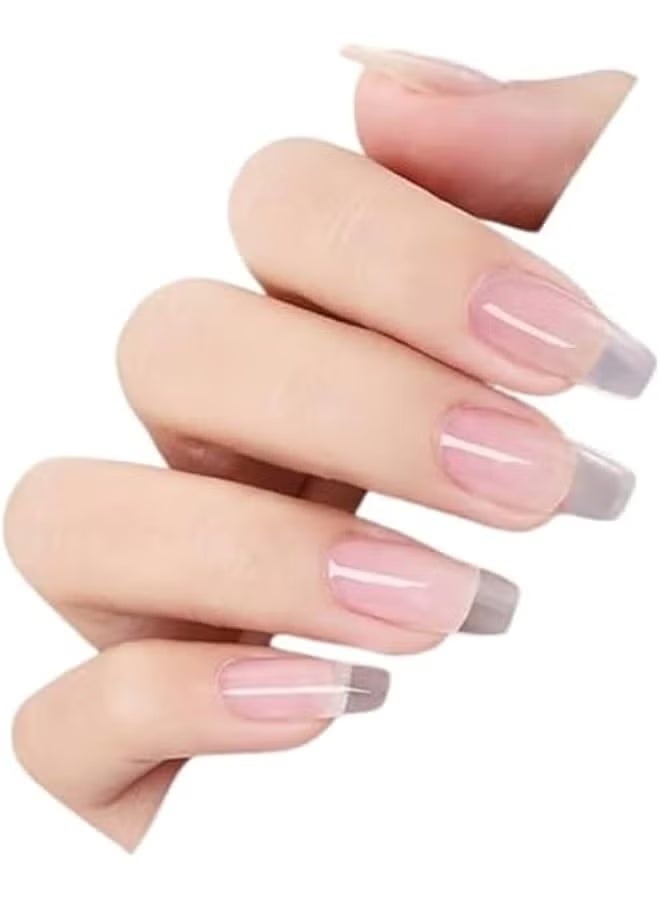 Transparent French press-on nails that provide an elegant natural look with easy application, perfect for daily style and special occasions. - Image 2