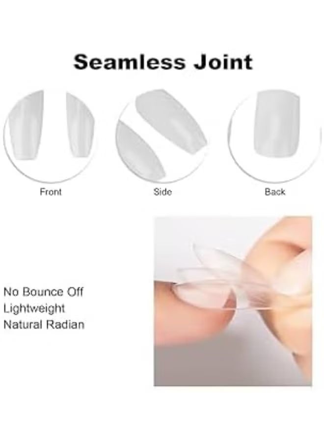 Transparent French press-on nails that provide an elegant natural look with easy application, perfect for daily style and special occasions. - Image 3