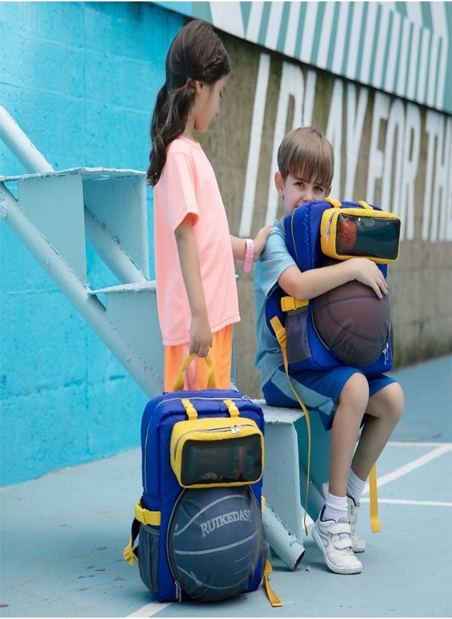 fashionhome - Creative Design Waterproof Breathable Large Capacity Cute Looking Basket Ball Theme Double Shoulder School Travel Sport Bag Backpack for Kids - Image 1