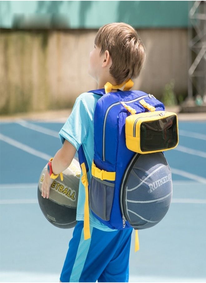 fashionhome - Creative Design Waterproof Breathable Large Capacity Cute Looking Basket Ball Theme Double Shoulder School Travel Sport Bag Backpack for Kids - Image 1