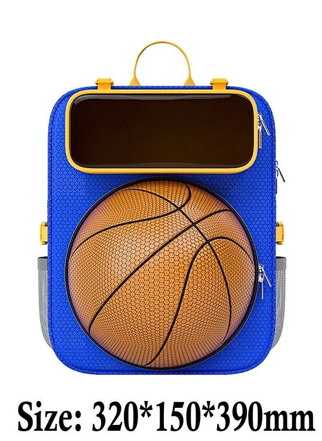 fashionhome - Creative Design Waterproof Breathable Large Capacity Cute Looking Basket Ball Theme Double Shoulder School Travel Sport Bag Backpack for Kids - Image 1