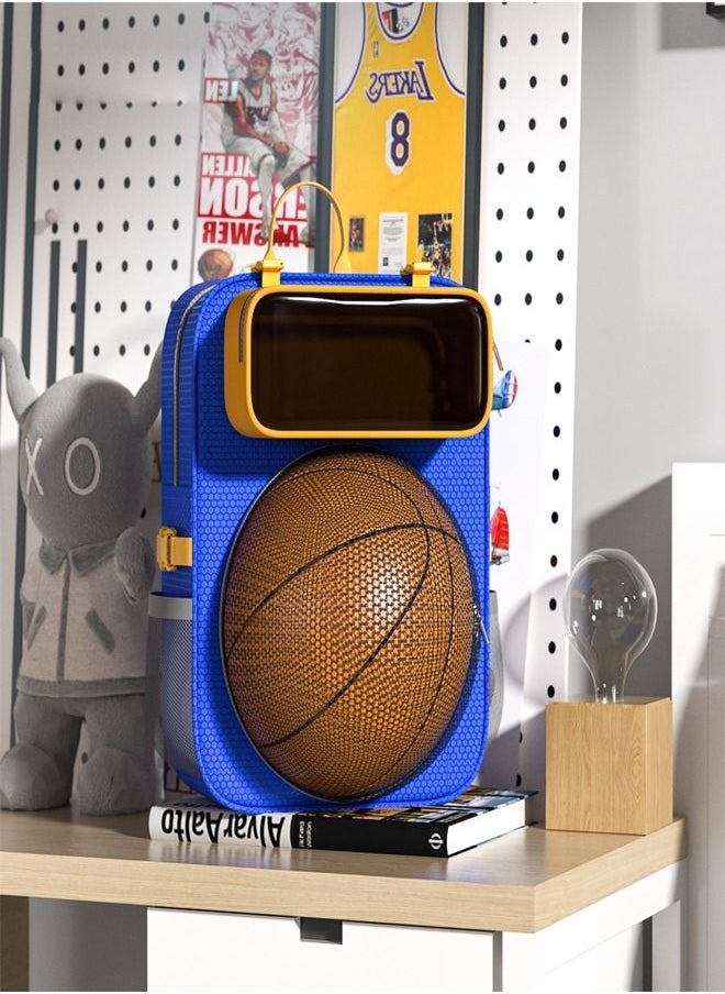 fashionhome - Creative Design Waterproof Breathable Large Capacity Cute Looking Basket Ball Theme Double Shoulder School Travel Sport Bag Backpack for Kids - Image 1