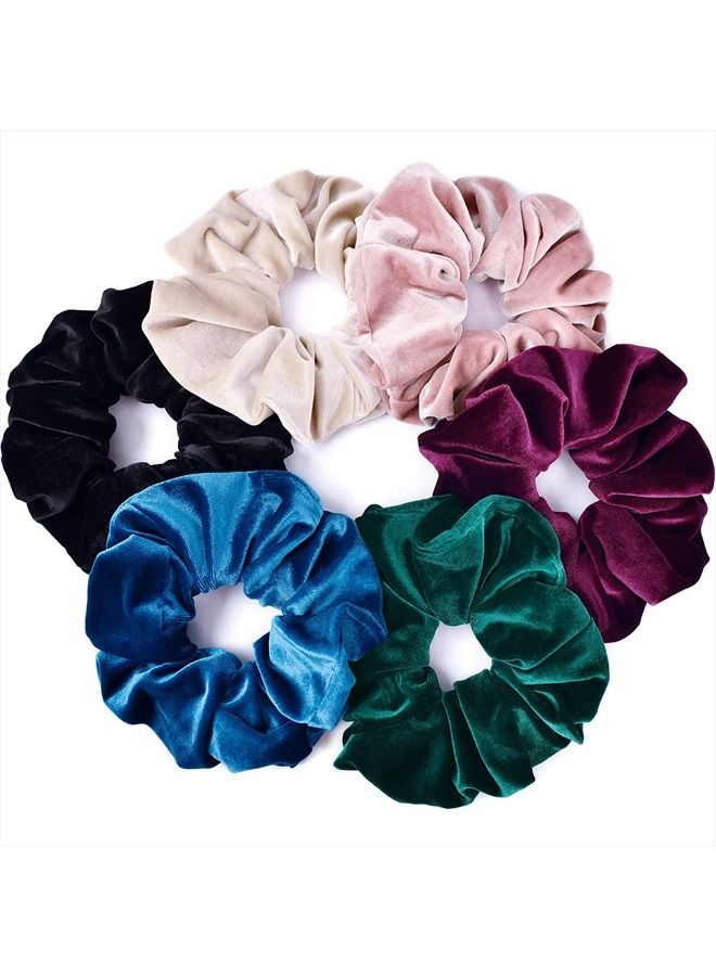 CEELGON 7.5 Inches Big Velvet Scrunchies Large Hair Ties Oversized Silk Thick Scrunchie Jumbo Hair Scrunchies Curly Hair Accessories 6 Assorted Colors(Black,Pink,Blue,Maroon,Green, Khaki) - Image 1