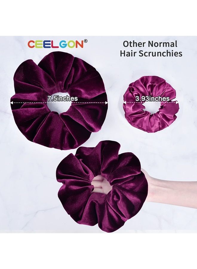CEELGON 7.5 Inches Big Velvet Scrunchies Large Hair Ties Oversized Silk Thick Scrunchie Jumbo Hair Scrunchies Curly Hair Accessories 6 Assorted Colors(Black,Pink,Blue,Maroon,Green, Khaki) - Image 2