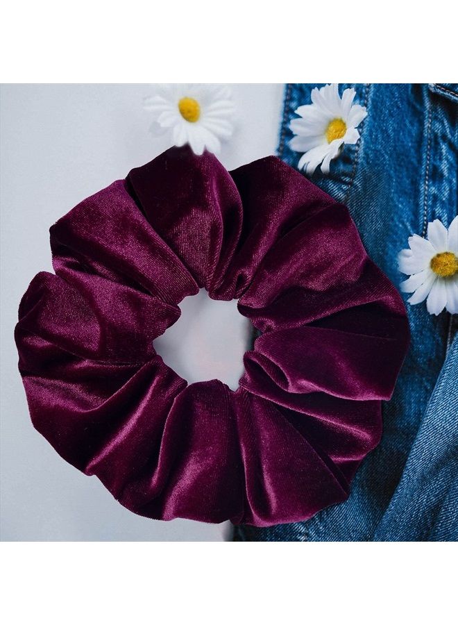 CEELGON 7.5 Inches Big Velvet Scrunchies Large Hair Ties Oversized Silk Thick Scrunchie Jumbo Hair Scrunchies Curly Hair Accessories 6 Assorted Colors(Black,Pink,Blue,Maroon,Green, Khaki) - Image 5