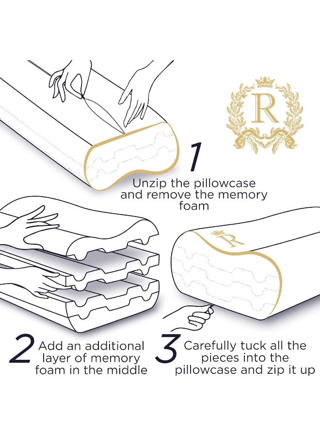 Memory Foam Pillow, Cervical Pillow, 4-Layer Queen, Contour Pillow, Side Sleeper Pillow, Orthopedic Pillow, Neck Support Pillow, Pillow for Neck Pain, Pillow for Side Sleepers, CertiPUR-US  - Image 5