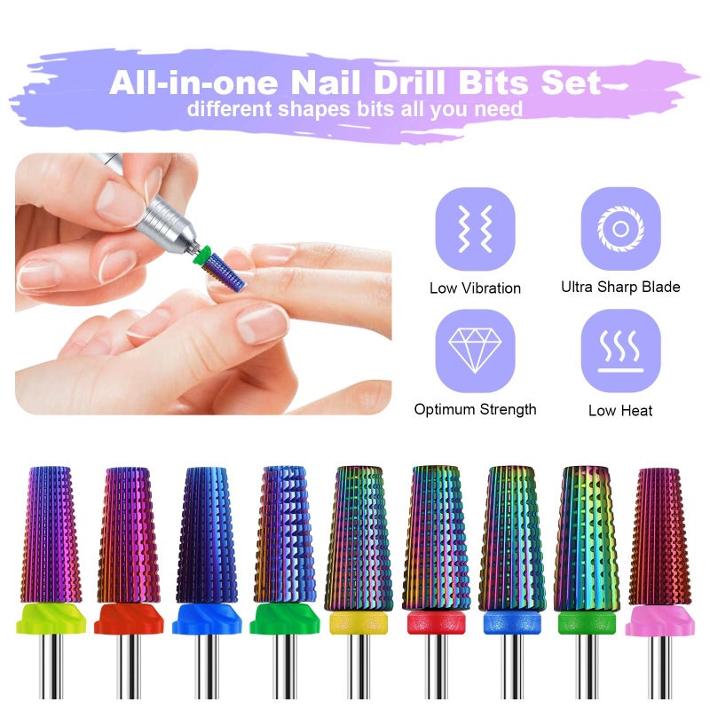 Nail tungsten steel polishing head five in one drill bit for removing dead skin from nails color - Image 4