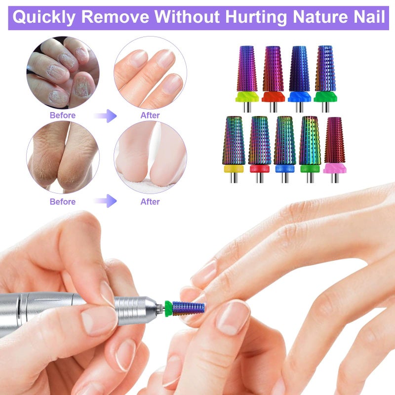Nail tungsten steel polishing head five in one drill bit for removing dead skin from nails color - Image 5