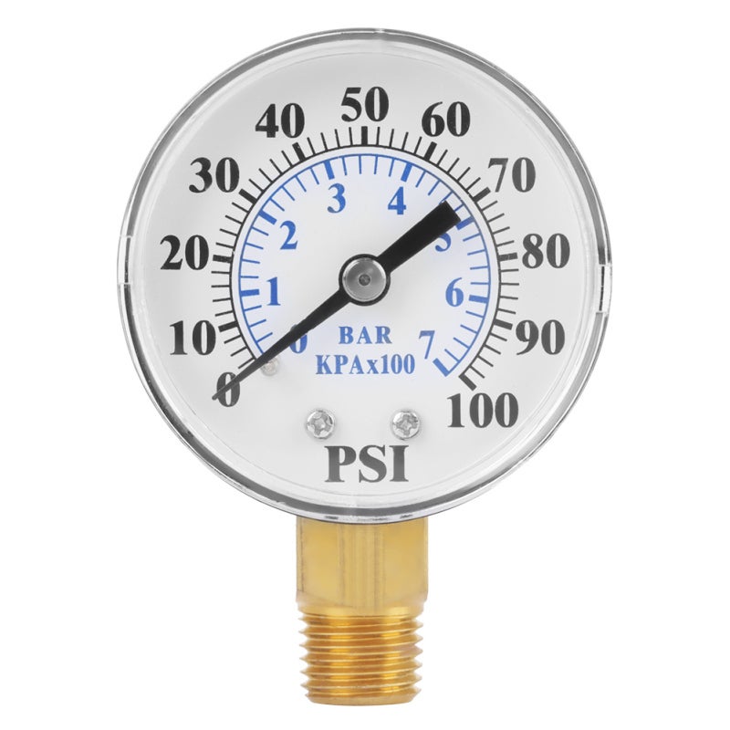 Pressure Gauge: Metal Case, Corrosion Resistance, Dual Scale 0-100PSI/0-7Bar - Stable Performance, Easy Installation - Manometer for Water Air Oil Pressure Measuring - Image 2
