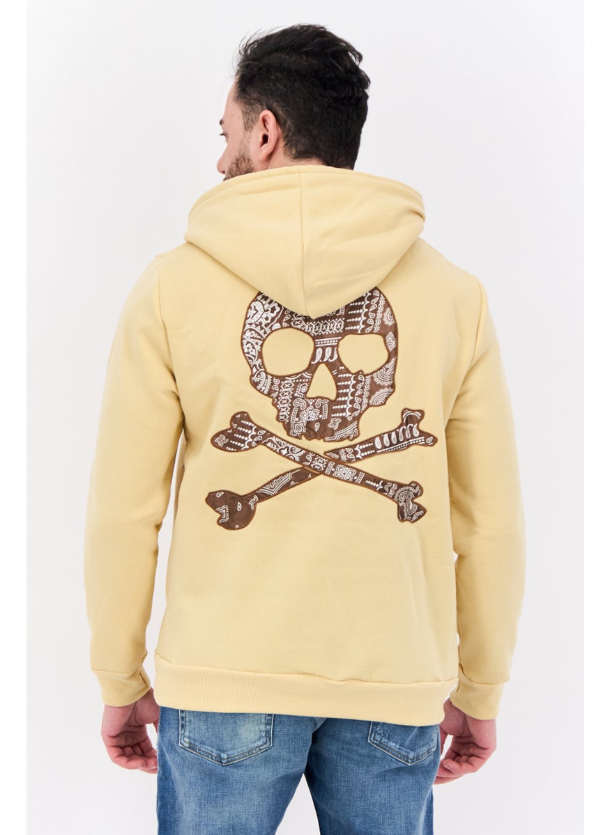 MEMBERS ONLY - Men Hooded Brand Logo Long Sleeves Hoodie, Gold Beige - Image 1
