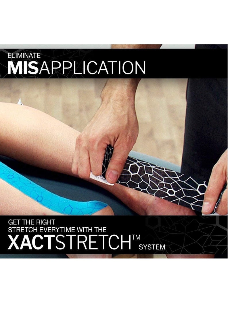 TheraBand Kinesiology Tape Waterproof Physio Tape for Pain Relief Muscle and Joint Support, Standard Roll with Xact Stretch Application Indicators ( Black)