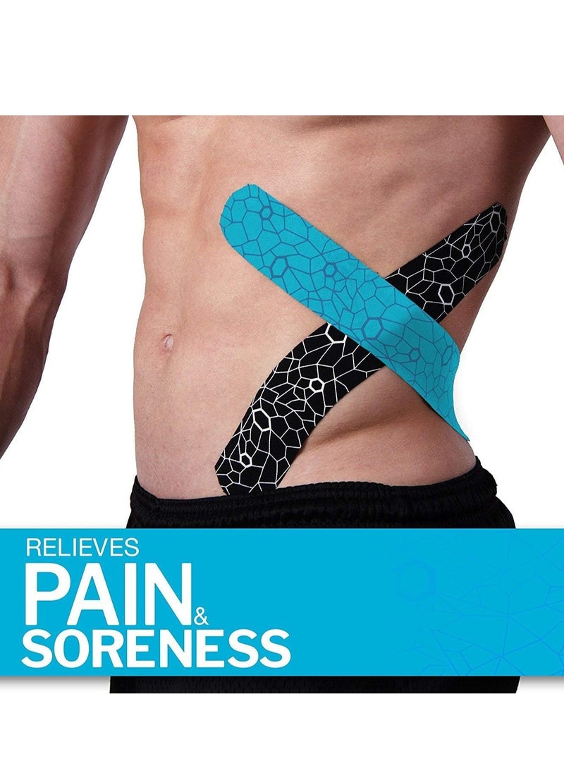 TheraBand Kinesiology Tape Waterproof Physio Tape for Pain Relief Muscle and Joint Support, Standard Roll with Xact Stretch Application Indicators ( Black)