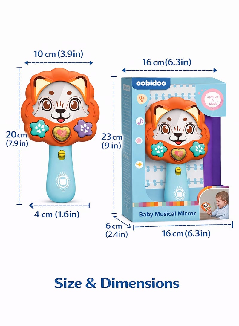 Oobidoo Baby Musical Mirror Cat Toy for Infants 0+ Months, Interactive Light Up Mirror Toy with Sound Effects Music Songs Peek A Boo Function, Educational Sensory Development Toy for Babies Toddlers, Handheld Safe Mirror Learning Toy with Lights & Music - Image 5