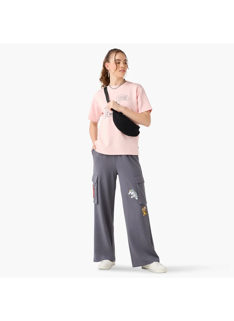 اس بي كاركترز Tom and Jerry Print Cargo Jog Pants with Drawstring Closure