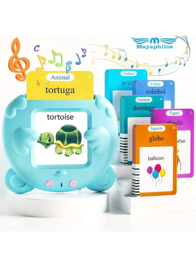 Blue Spanish English Bilingual Talking Flash Cards Vocabulary Learning Toy - Image 1