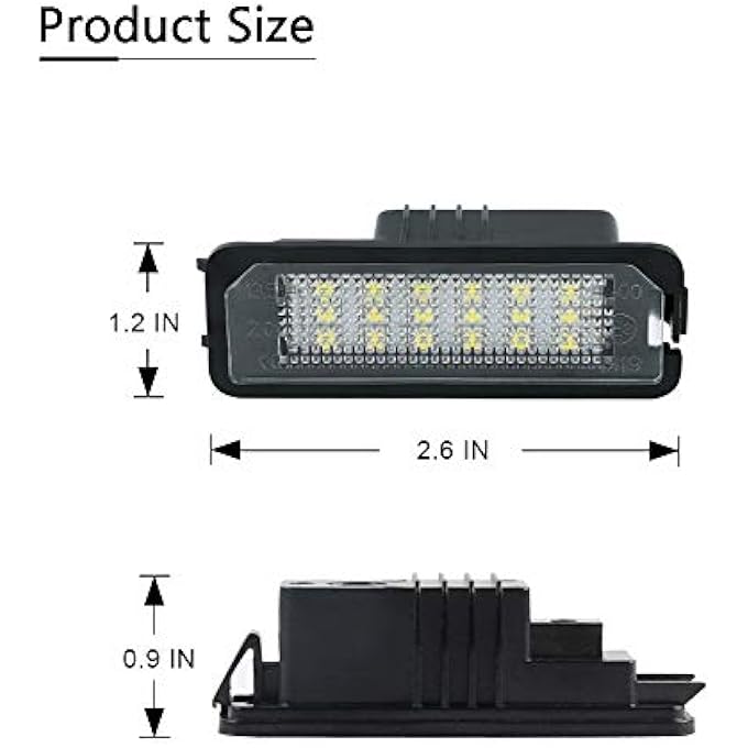 Gempro مجموعة مصابيح لوحة ترخيص LED لسيارة فولكس فاجن جولف 4 5 6 Gti Cc Rabbit Eos Beetle Porsche Boxster Cayman Cayenne Carrera تعمل بمصابيح LED زينون بيضاء 18SMD، قطعتان - Image 5