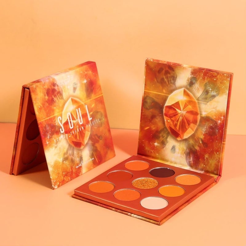 docolor Eyeshadow Palette 9Colors Orange Eyeshadow Gemstone Shadow Palettes Highly Pigmented Mattes Shimmers Smokey Glitter Cream Colorful Powder Blendable Long Lasting Waterproof Makeup Palette - Image 4