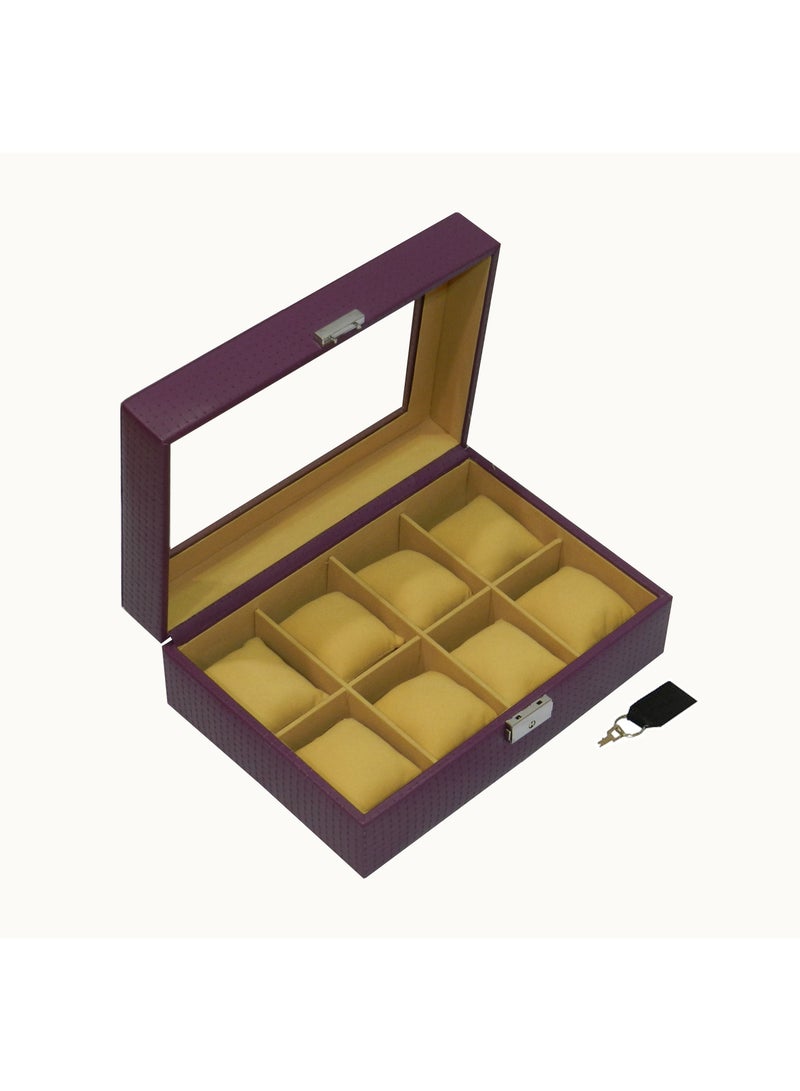 LAVERI LEATHER Laveri Watch Box for Men Women (08 Slots), Premium  Leather Watch Case  Organizer with Lock, Removable Pillow - Image 4