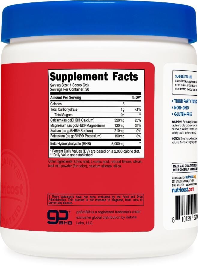 Nutricost BHB Salts Drink Mix (30 Servings, Fruit Punch Flavored) (5G BHB Per Serving) - 0G Total Sugars, Vegetarian Product - Image 5