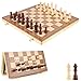 RERIVER 15 Inch Magnetic Wooden Chess Game Set Classic Folding Board Games with Felted Game Board Interior for Storage 2 Extra Queens Pieces Storage Slots - Image 2