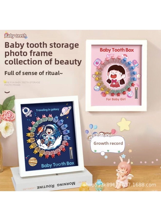 Generic Deciduous Teeth Storage Box Children's Teeth Collection Box Replacement Teeth Memory Girl's Deciduous Teeth Box Lanugo Hair Preservation Box-Specifications:Cartoon Princess-Zodiac Monkey [wooden Frame]]  - Image 2