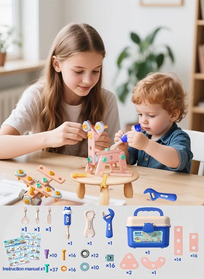 Kids Tool Set 158 PCS Durable Pretend Play Tool Toys for Toddler, Repair Toolbox Toys,Portable Tool Box Construction Tool Kit Playset Plastic Screwdriver Accessories Gift for Boys Ages 3 4 5 6 7 8 Years Old - Image 2